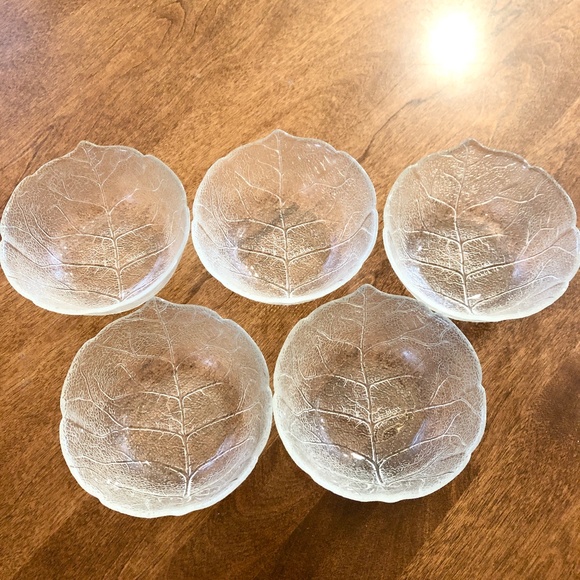 ARCOROC, FRANCE, ASPEN LEAF, Vintage, Glass, 5", Fruit, Dessert, Bowl, Set of 5 - Picture 6 of 12